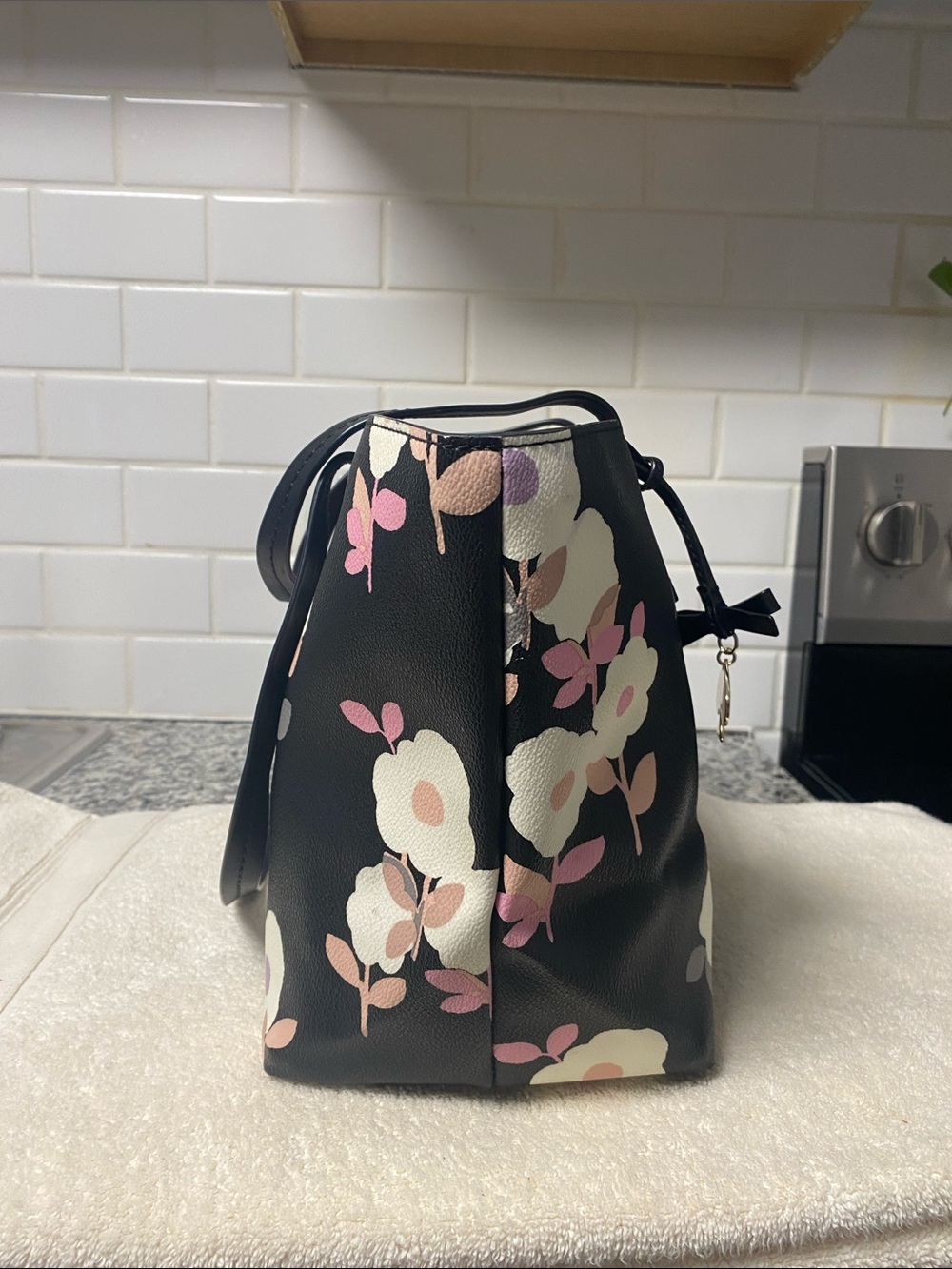 kate spade Black Floral Print Tote with Pastel Accents - Picture 5 of 9